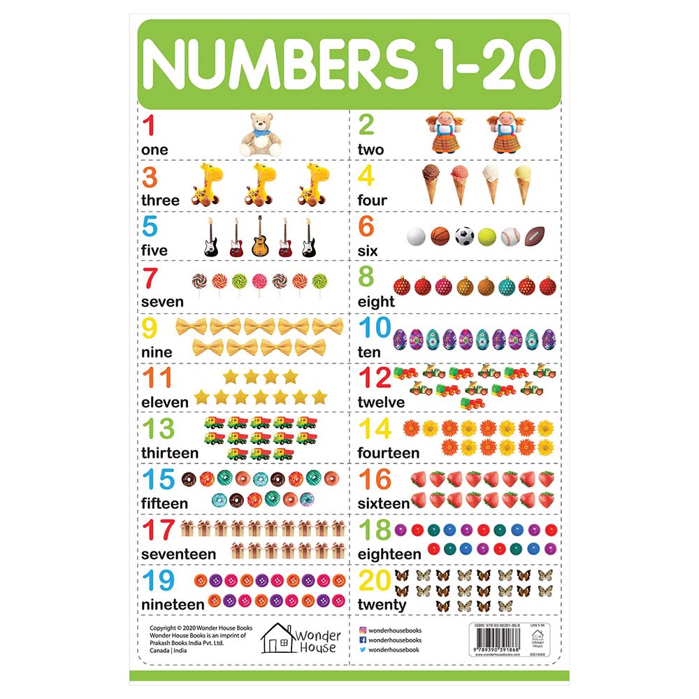 Prakash Books - Numbers 1-20 Wall Chart