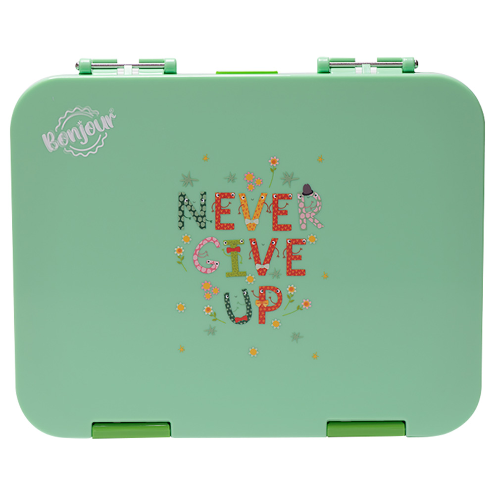 Bonjour - Dual Clip 4/6 Compartment Bento Lunch Box - Green