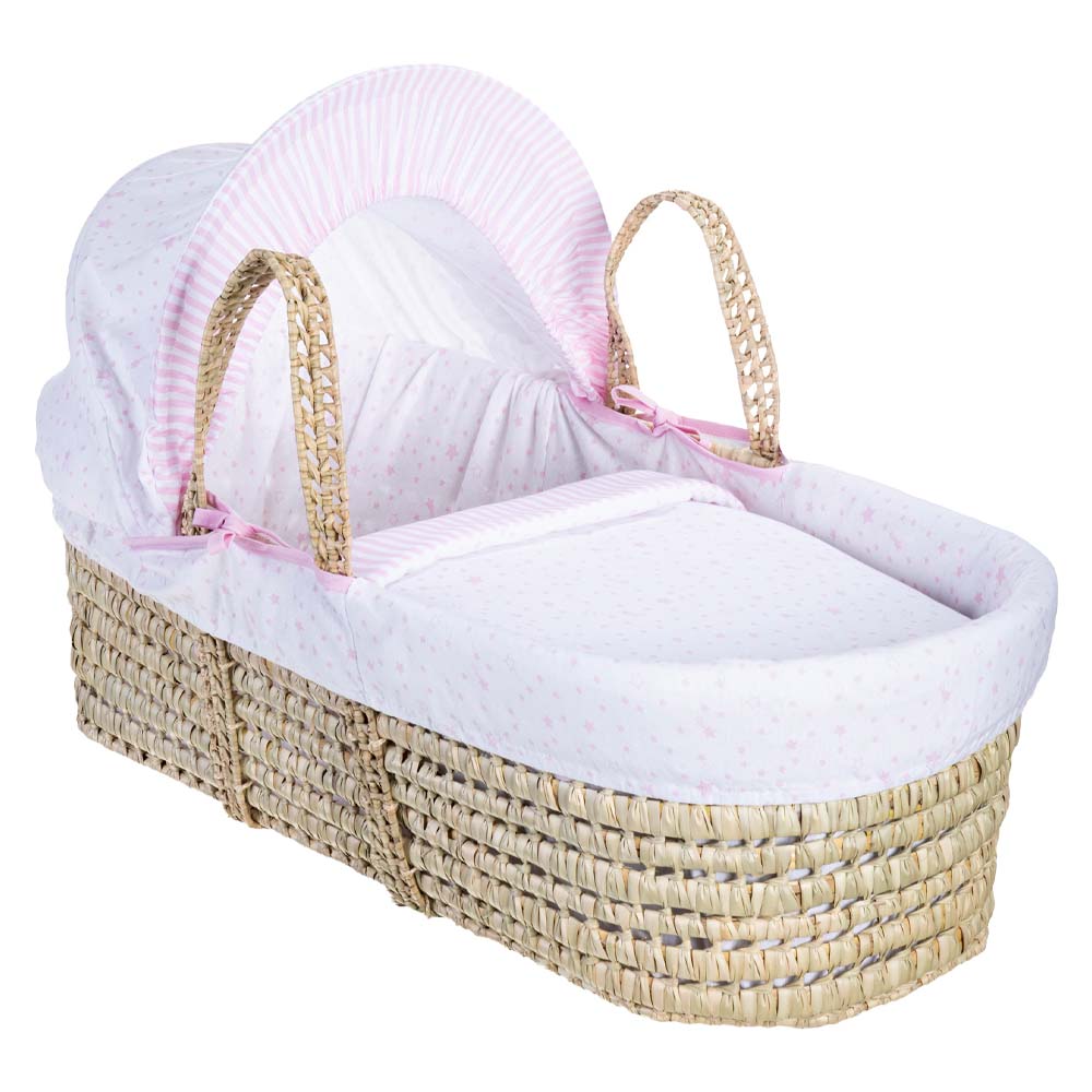 Clair de lune moses basket grey and sales pink