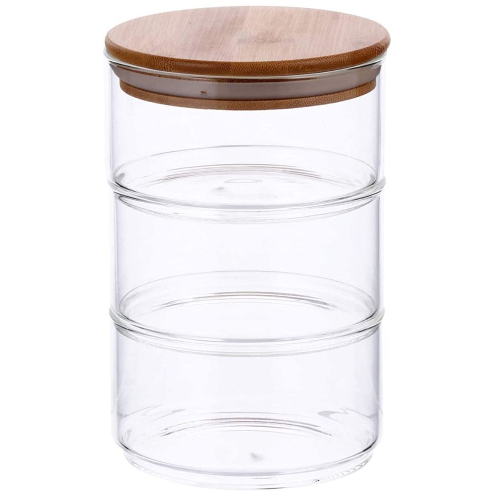 Buy Round Glass Spice Jar With Bamboo Lid 180ML, 1CHASE