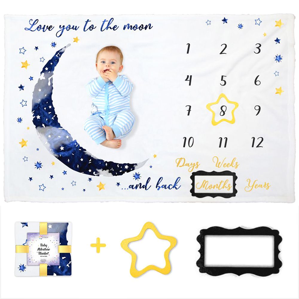 Personalized Baby Boy Milestone, buy Blue Angel Wing, Baby Shower Gift, Newborn Gift, Baby Month Cover