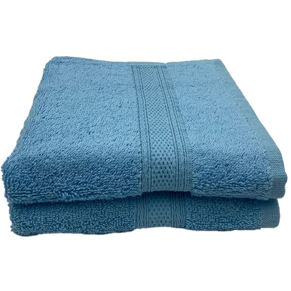 Byft 100 Cotton Daffodil Hand Towel 60X110Cm Set Of 2 Light Blue