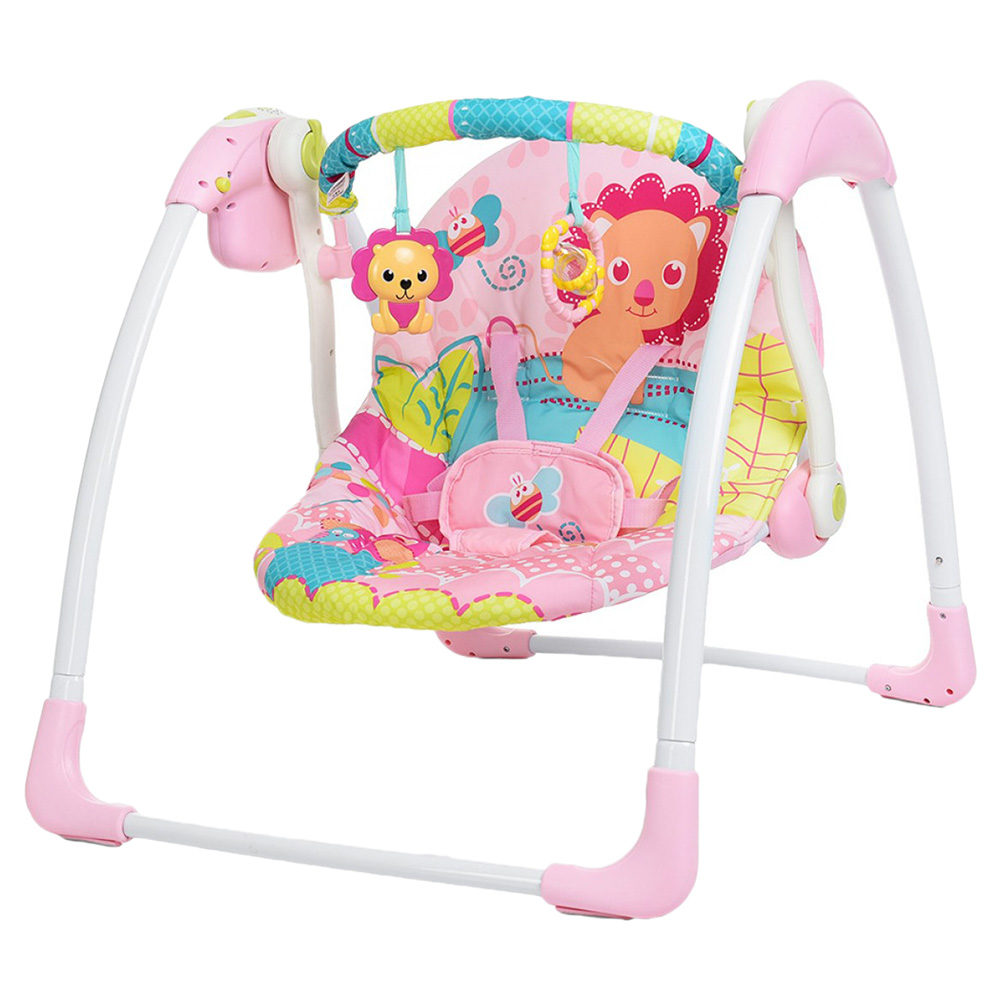 Pink and best sale white baby swing