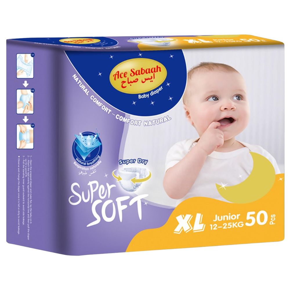 Ace Sabaah - Natural Baby Diapers Size XL 12-25kg 50pcs