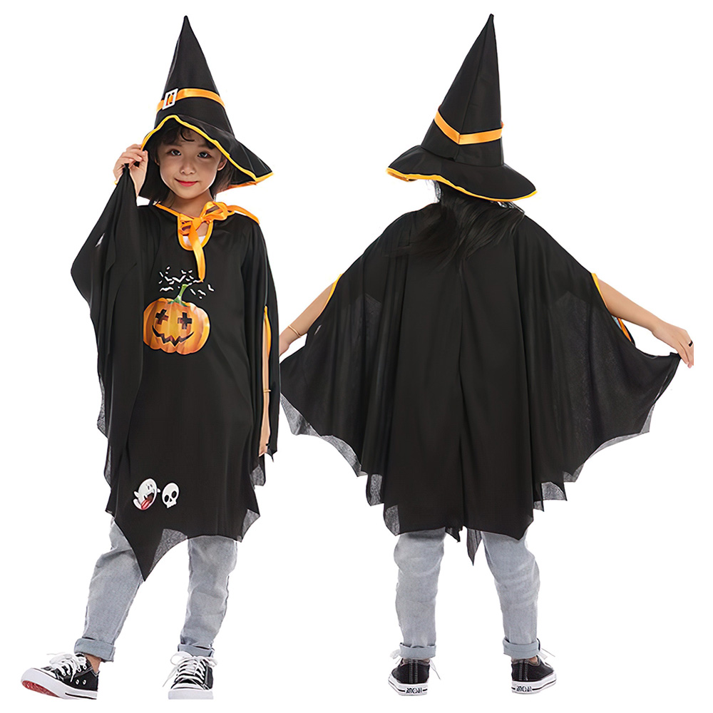 Highland - Pumpkin Witch Cape Hat Halloween Costume - Black