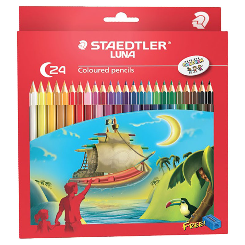 STAEDTLER Luna 24 Colors Coloured Pencil Set with FREE Pencil Sharpener