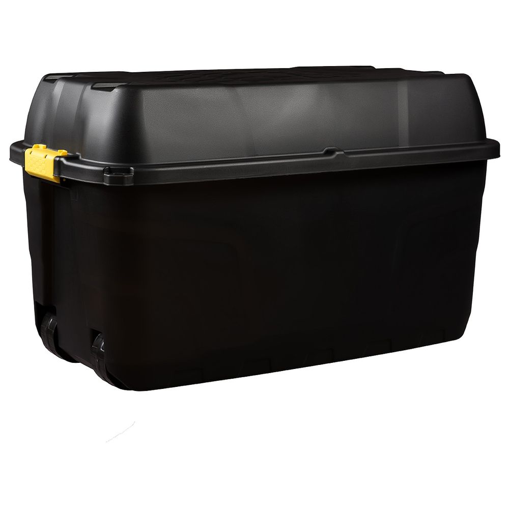 Strata Heavy duty Black 60L Plastic Stackable Storage box & Lid