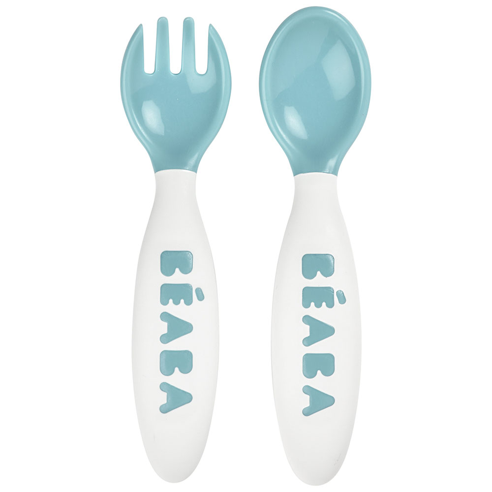 mushie Flatware Fork and Spoon Set for 2 Count (Pack of 1), (Sage) Fork/ Spoon