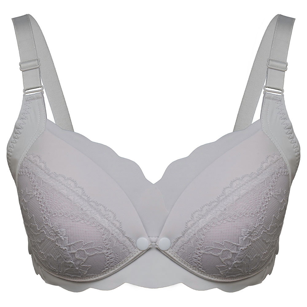 Blooming Blossom - Nursing Lace Trim Bra - Nude