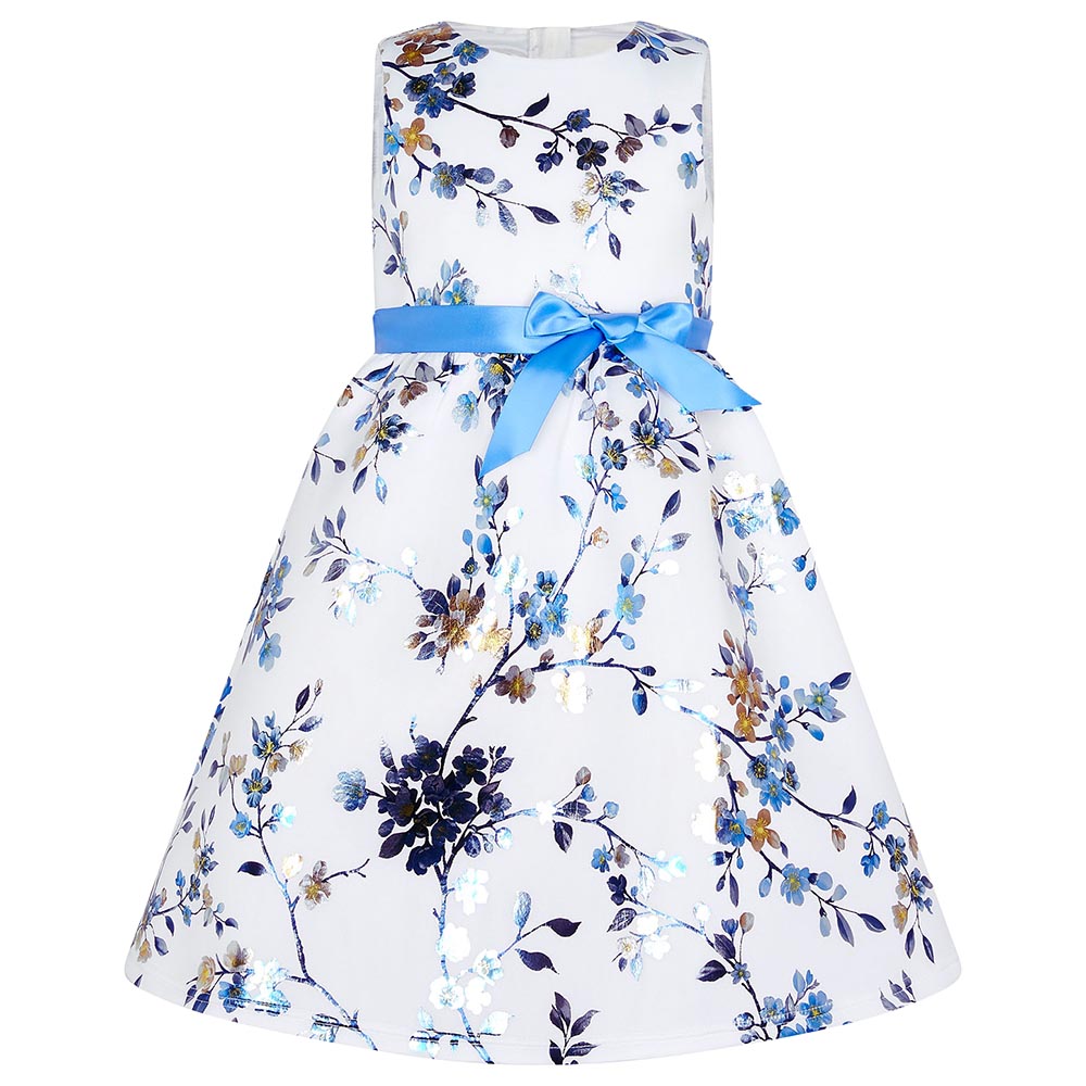 Monsoon Children Floral Foil Print Scuba Dress