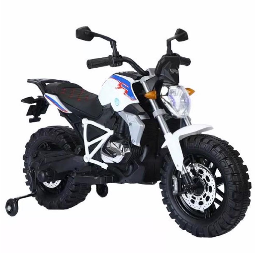 Megastar Ride on Electric Motorbike W Wheels 12V White