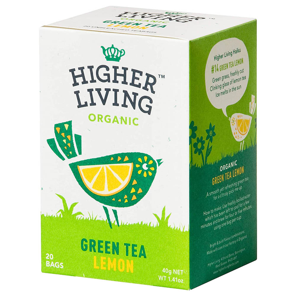 Brew La La Organic Green Tea - Natural Ginger Lemon Flavor - 50 Tea Bag Tin  - Low Caffeine Tea - USDA Certified Organic