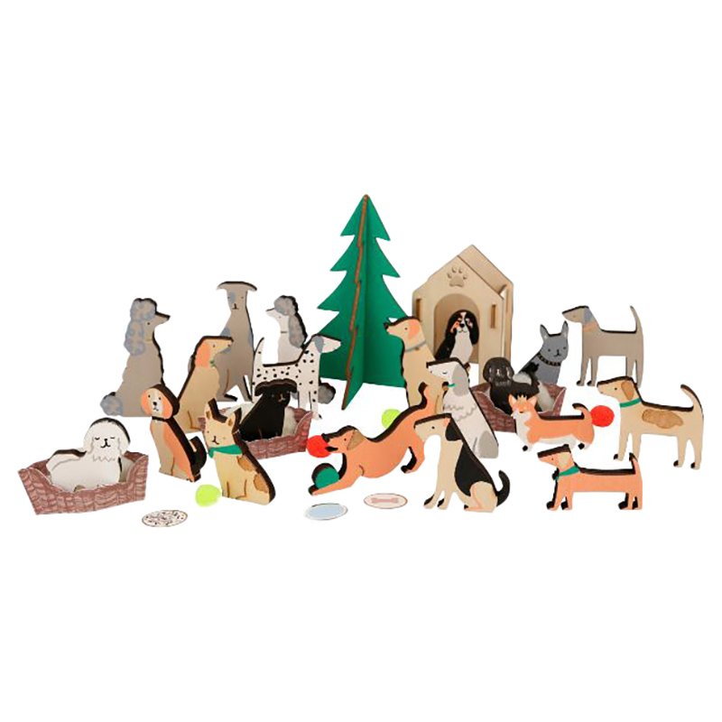 Meri Meri Wooden Dog Advent Calendar Suitcase