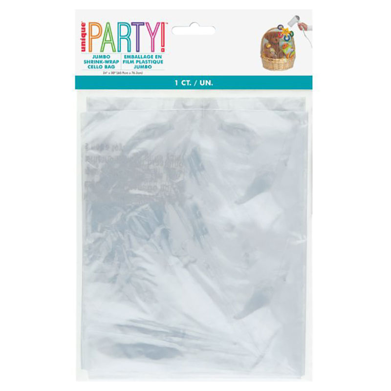Cellophane Shrink Wrap Bag, 30 x 24 in, Clear, 1ct