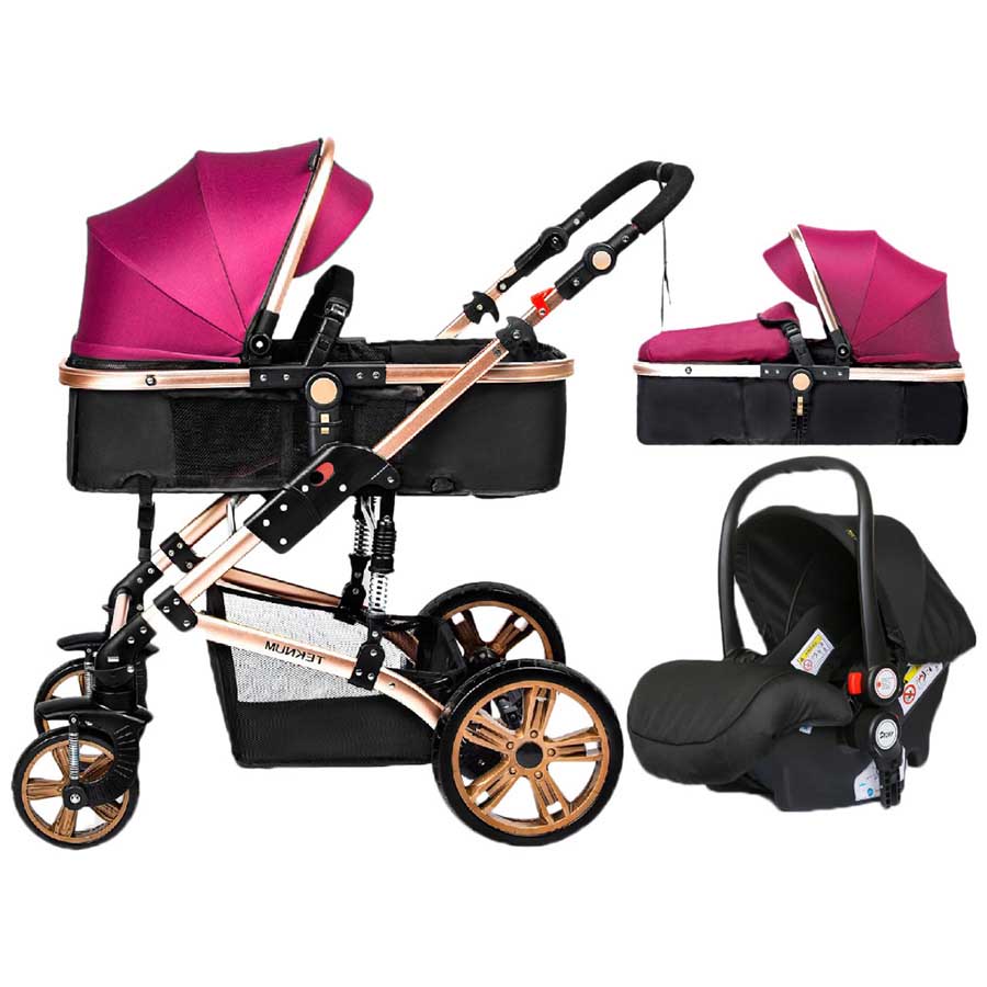 Teknum 3-in-1 Pram Stroller Story - Wine + Infant Car Seat | Buy at ...