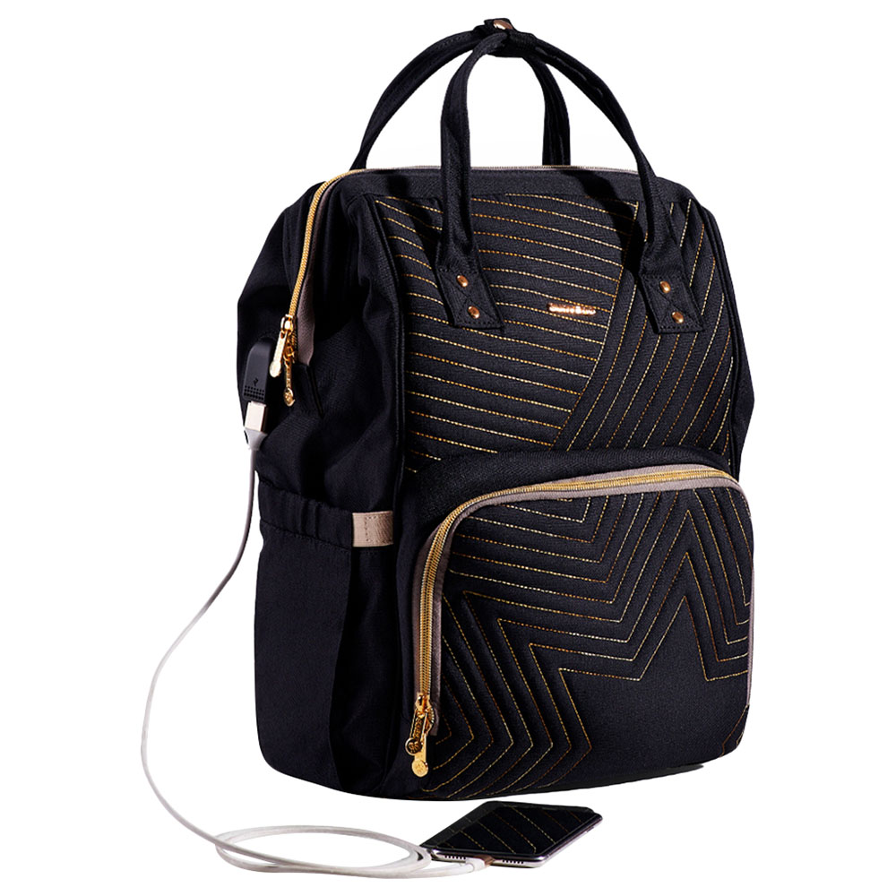 Black and gold cheap diaper backpack