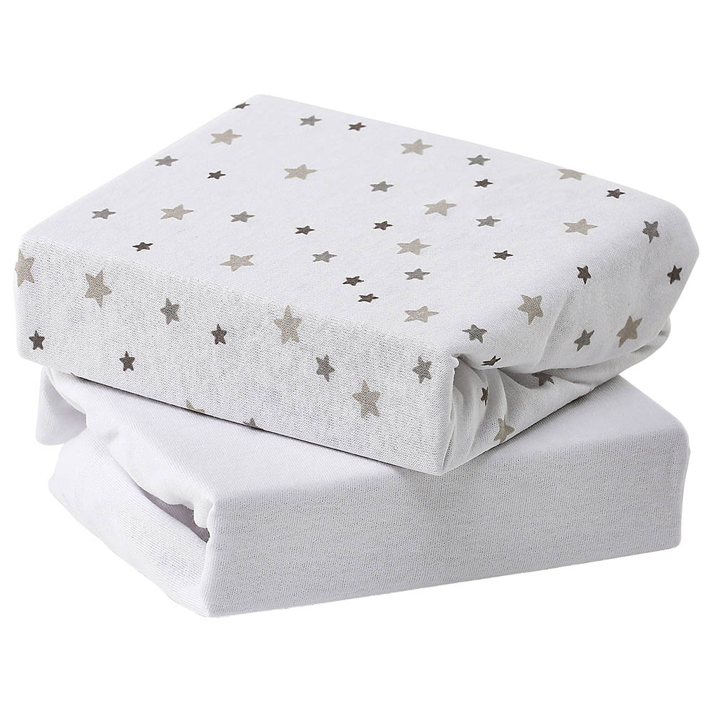 Baby Elegance Jersey Sheets Moses Pram Pack Of 2 Grey Star