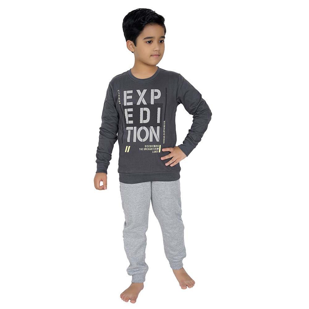 Genius 2pc Set Boys Sweatshirt W Joggers Dark Grey