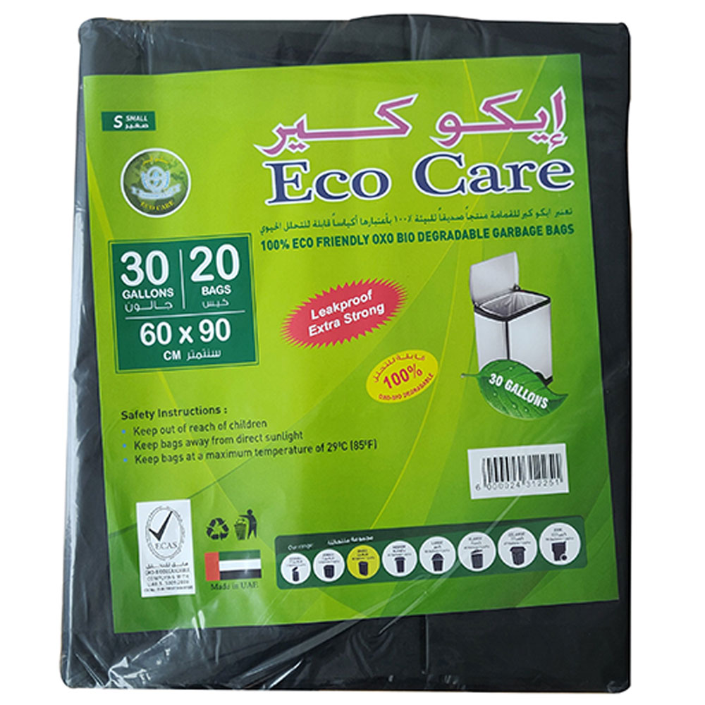 Eco Care - White Garbage Bag Roll - 30 Bags - 5 Gallon