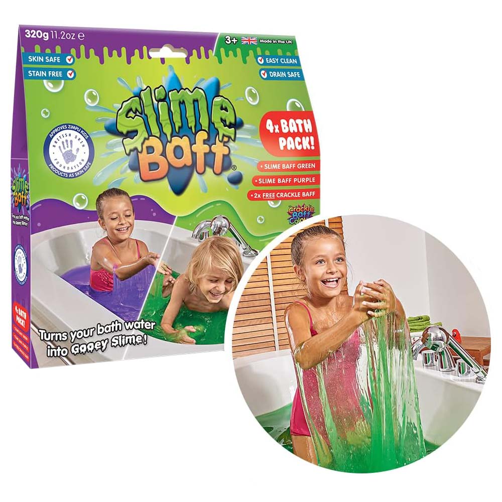 Zimpli Kids - Slime Baff & Crackle - Green/Purple - 4pcs