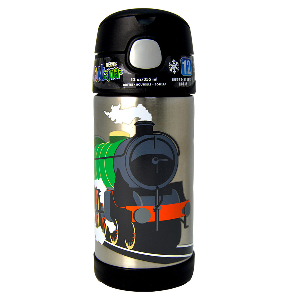  Baby thermos with straw 355 ml train - Stainless