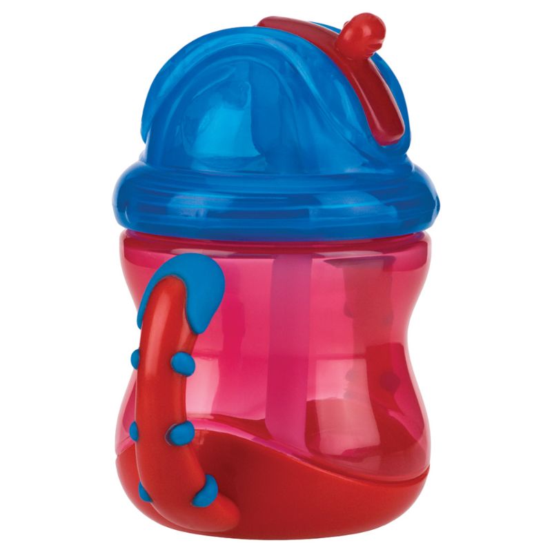 Nuby 2 Count 2 Handle Cup with No Spill Super Spout, Blue/Red