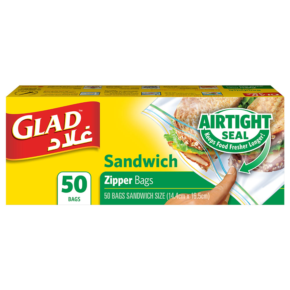Glad Zipper Food Storage Sandwich Bags, 50 Count 