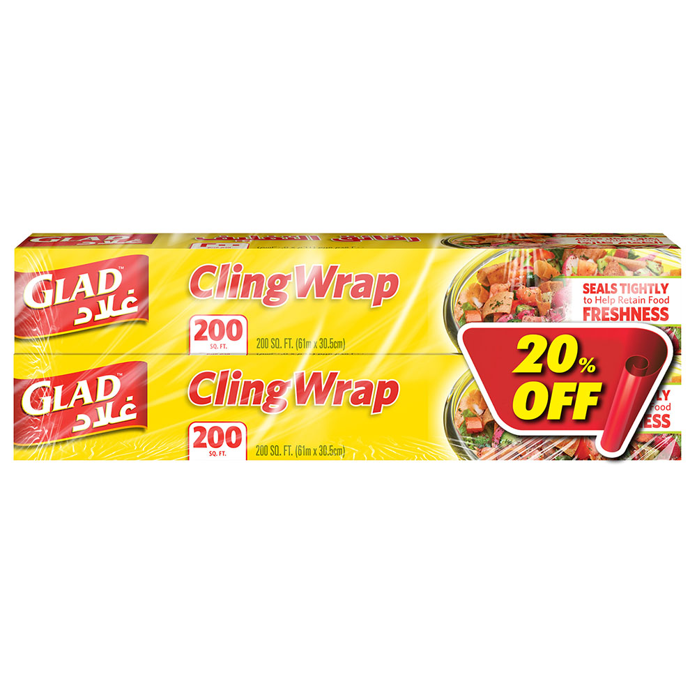 Glad Clingwrap Clear Plastic Wrap 200 square feet 