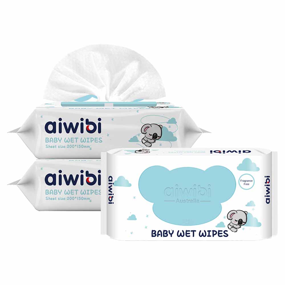 Aiwibi - Fragrance Free Baby Wet Wipes 80's - Pack Of 3