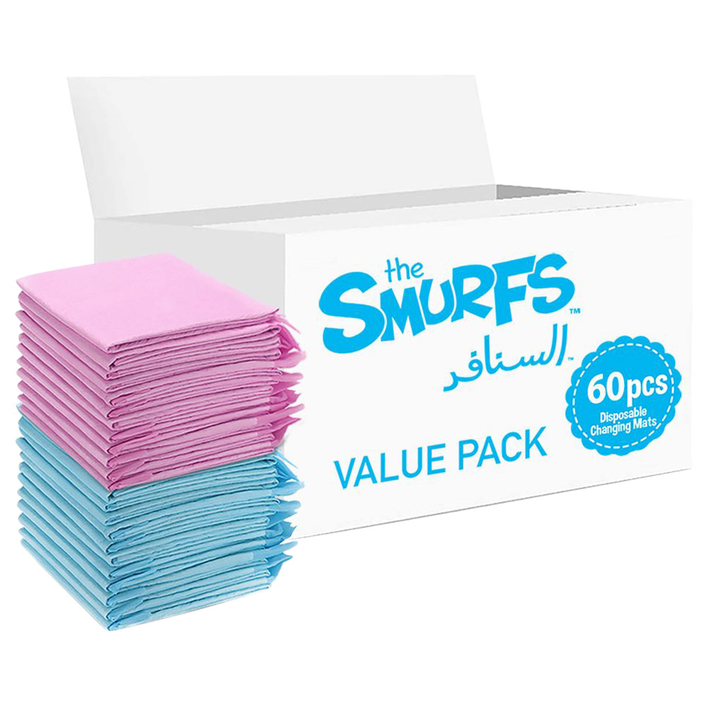 Smurfs Disposable Changing Mats 60pcs Pink/Blue