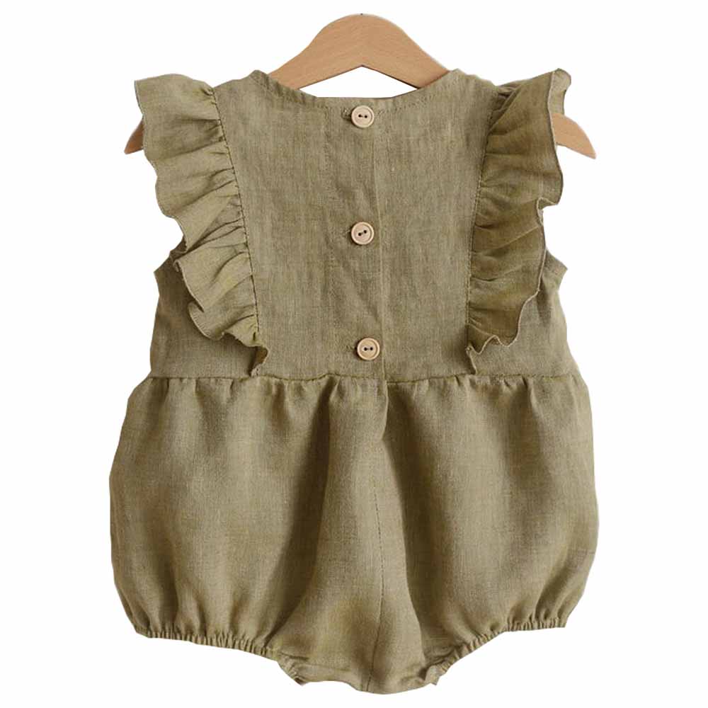 Kyara - Pure Linen Onesie - Olive Green