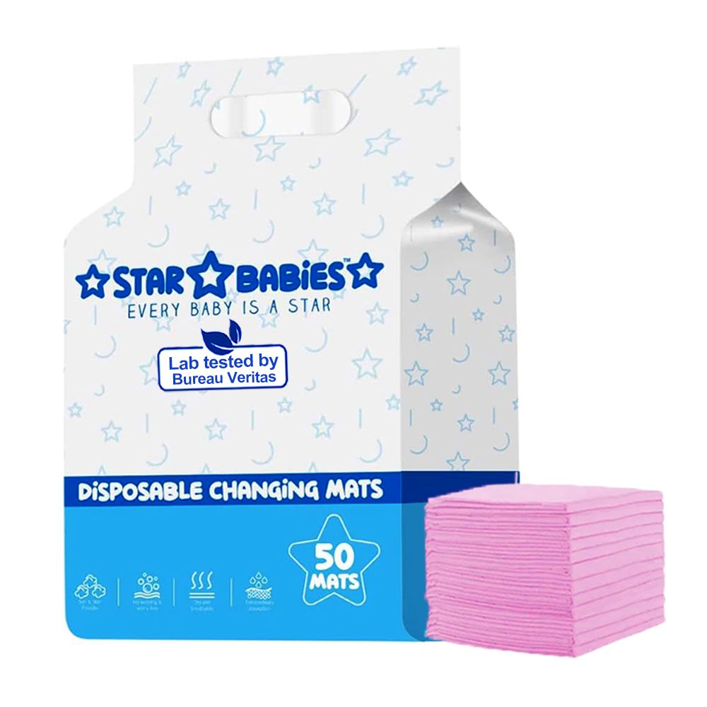 Star Babies - Disposable Changing mats (45x60cm) Large, - Pack of 50 - Pink