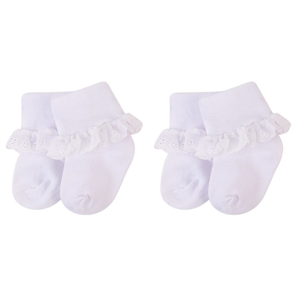 Hudson Childrenswear - 2pc-Set - Socks w/ Lace Trim - White