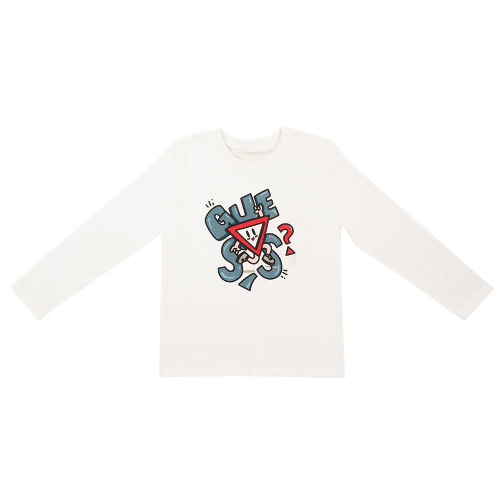 Guess - Boys Long Sleeves Organic Jersey - Pure White