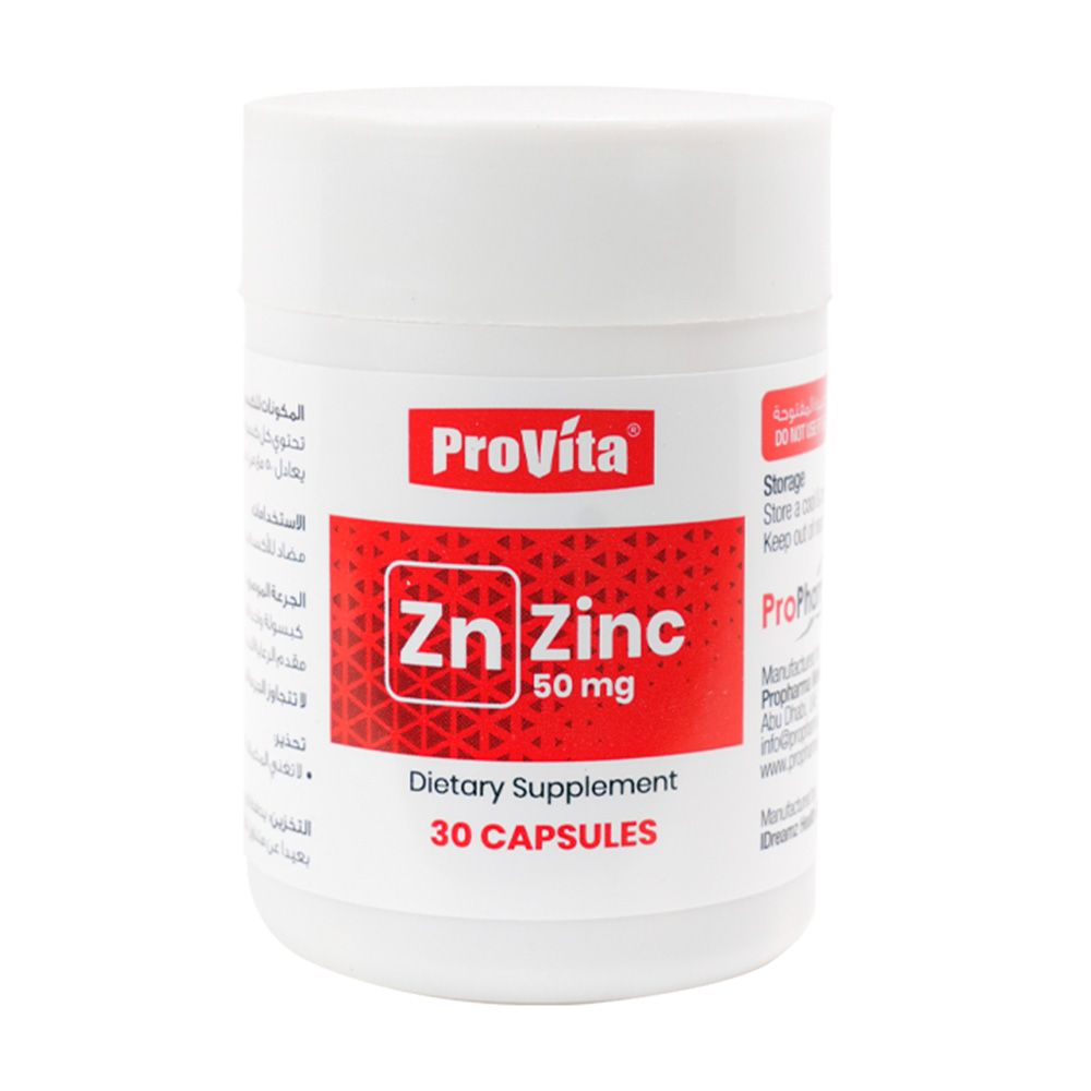 ProVita - Zinc Dietary Supplement 50 mg Capsules - 30 Pcs