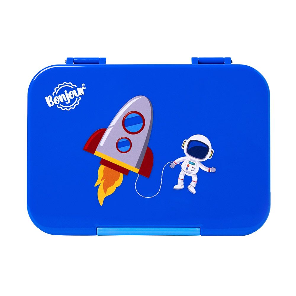 Bonjour - 4/6 Compartment Uni Lock Snax Box - Blue Astronaut