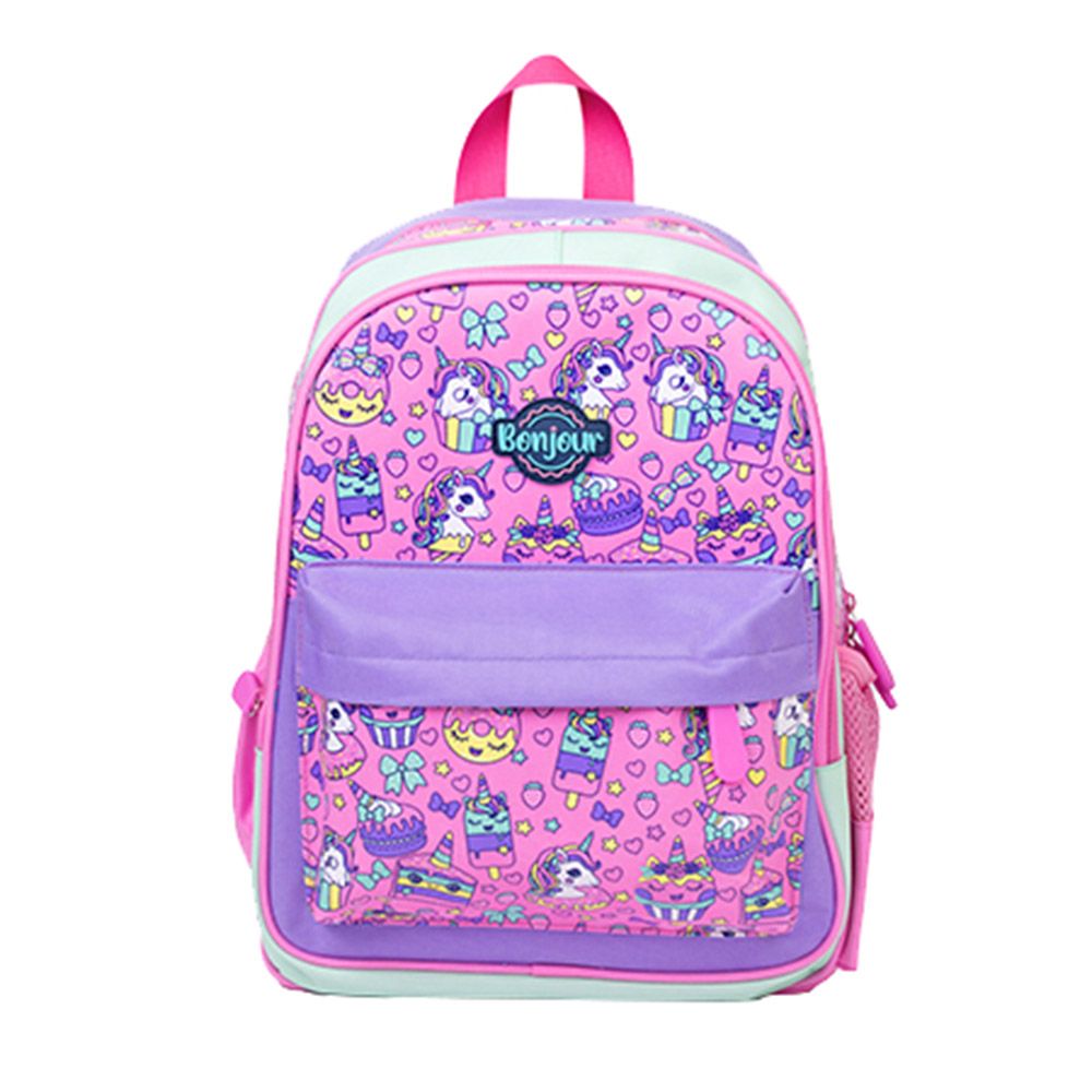 Bonjour - Mini Backpack - Pink Unicorn - 14 inches