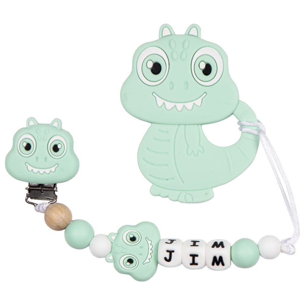 Babies Basic - Customized Pacifier Clip - Dino - Mint