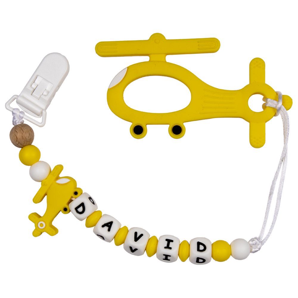 Babies Basic - Customized Pacifier Clip - Helicopter - Yellow