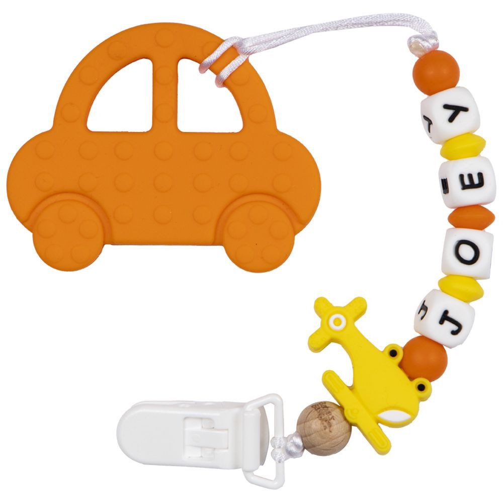 Babies Basic - Customized Pacifier Clip - Car - Orange