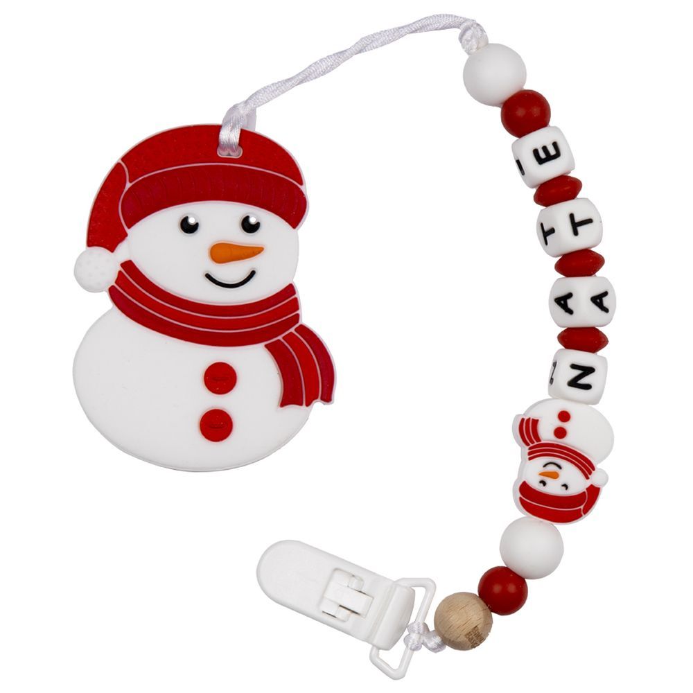 Babies Basic - Customized Pacifier Clip - Snowman - Red