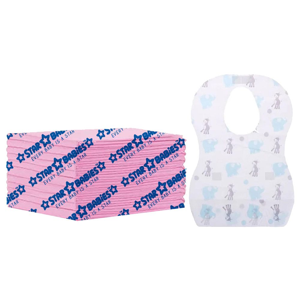 Star Babies - Disposable Bibs 5pcs With Changing Mat 12pcs - Elephant