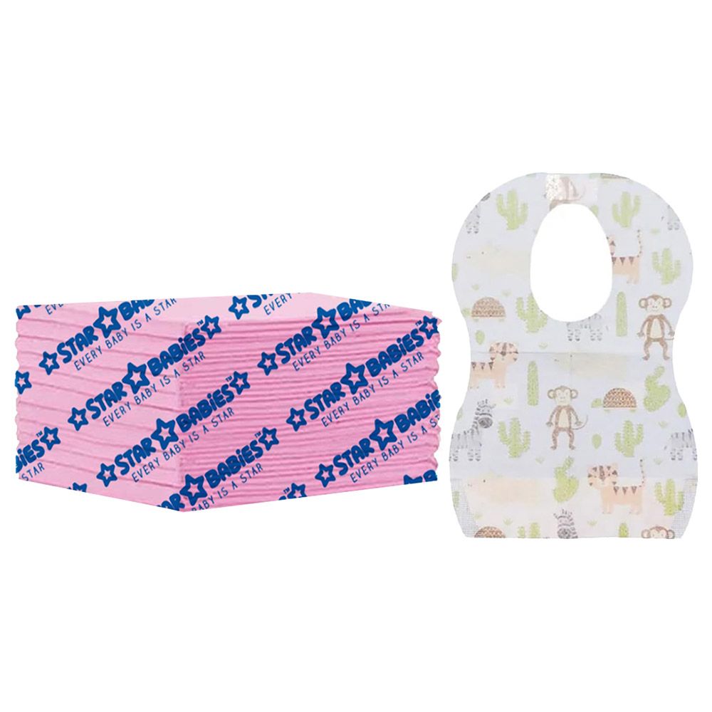 Star Babies - Disposable Bibs 5pcs With Changing Mat 12pcs - Animal