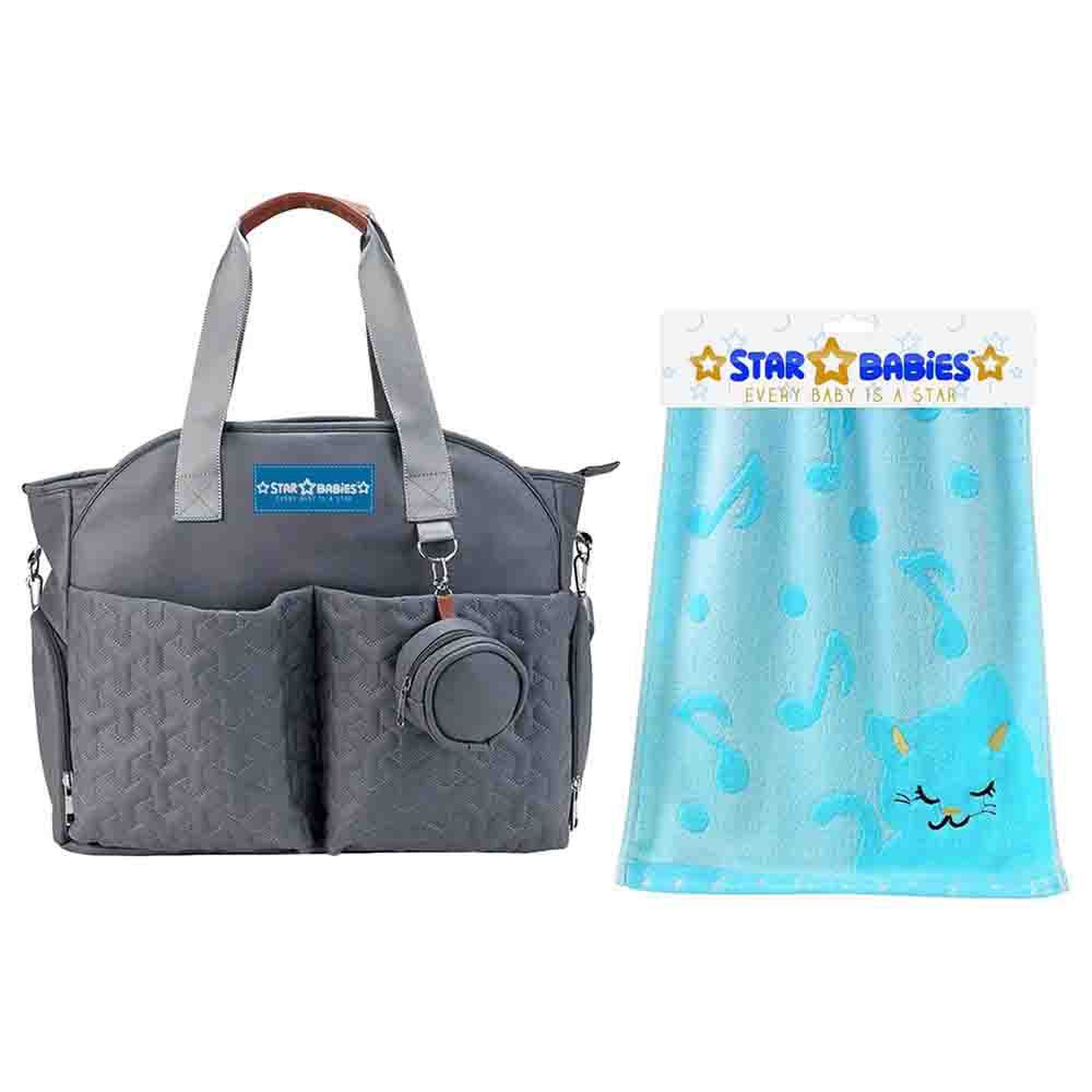 Star Babies - Diaper Portable Bag With Bamboo Towel - Blue