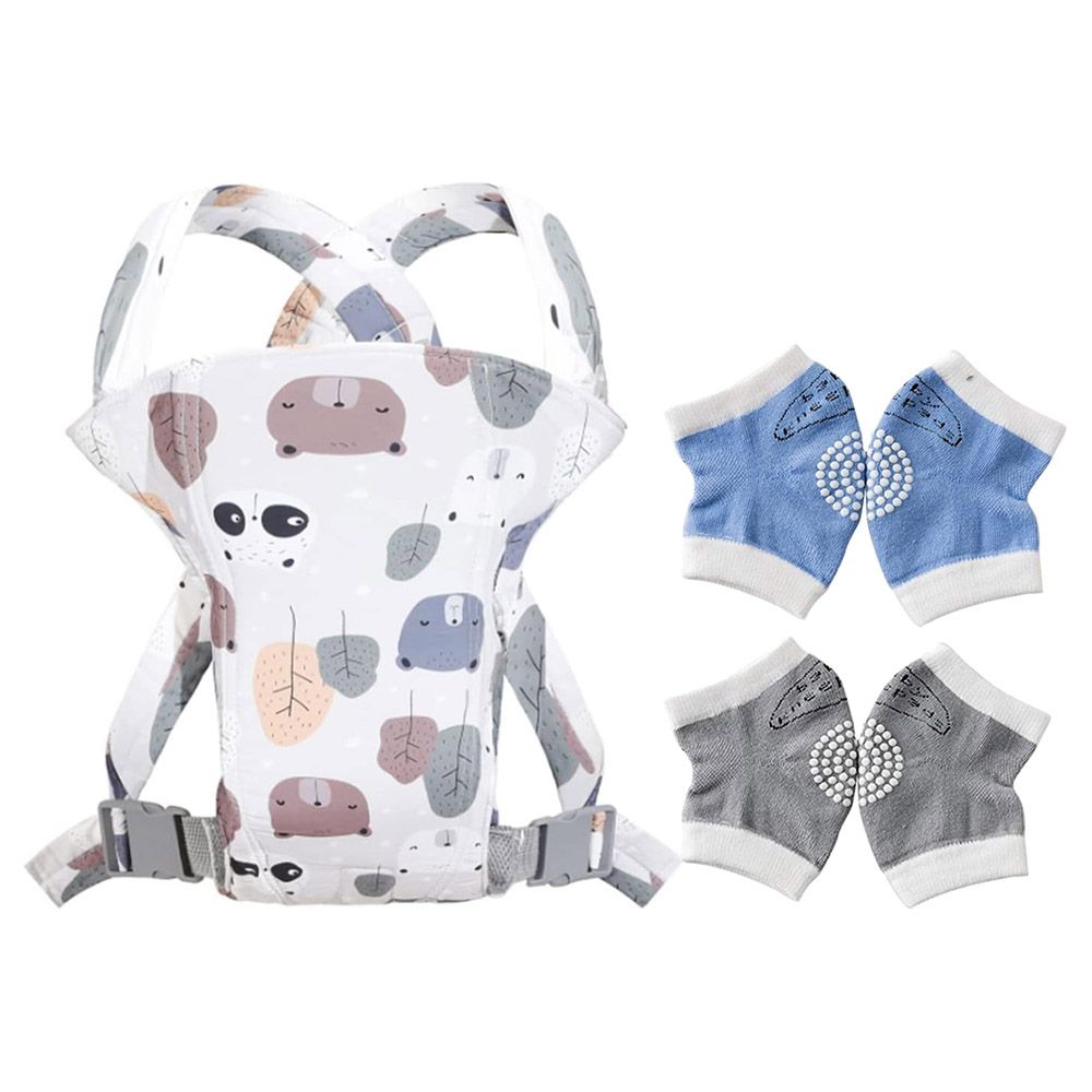 Star Babies - Baby Carrier - Bear With Kids Knee Pad 2pcs - Blue/Grey