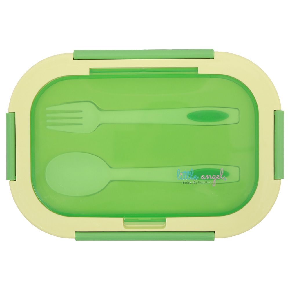 Little Angel - Kid's Lunch Box 2 Layered With Cutlery - Green