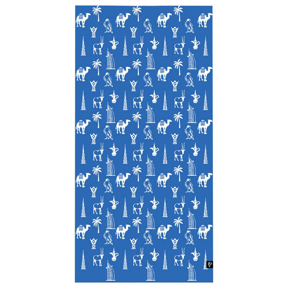 Bu Towel - UAE Icons Beach Towel For Kids - Blue - Large