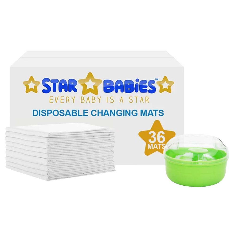 Star Babies - Disposable Changing Mat - 45 x 60 cm w/ Powder Puff - Green