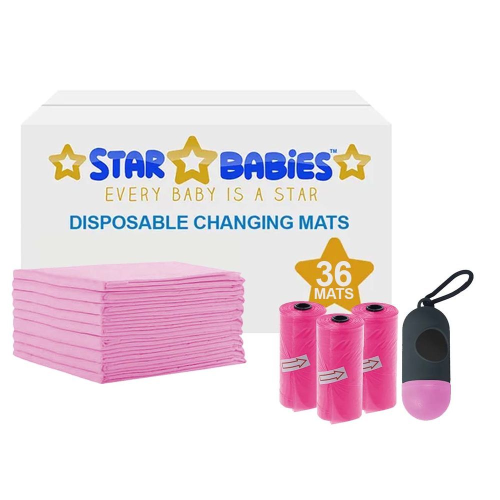 Star Babies - Disposable Changing Mat & Scented Bag w/ Dispenser - 45pcs - Pink