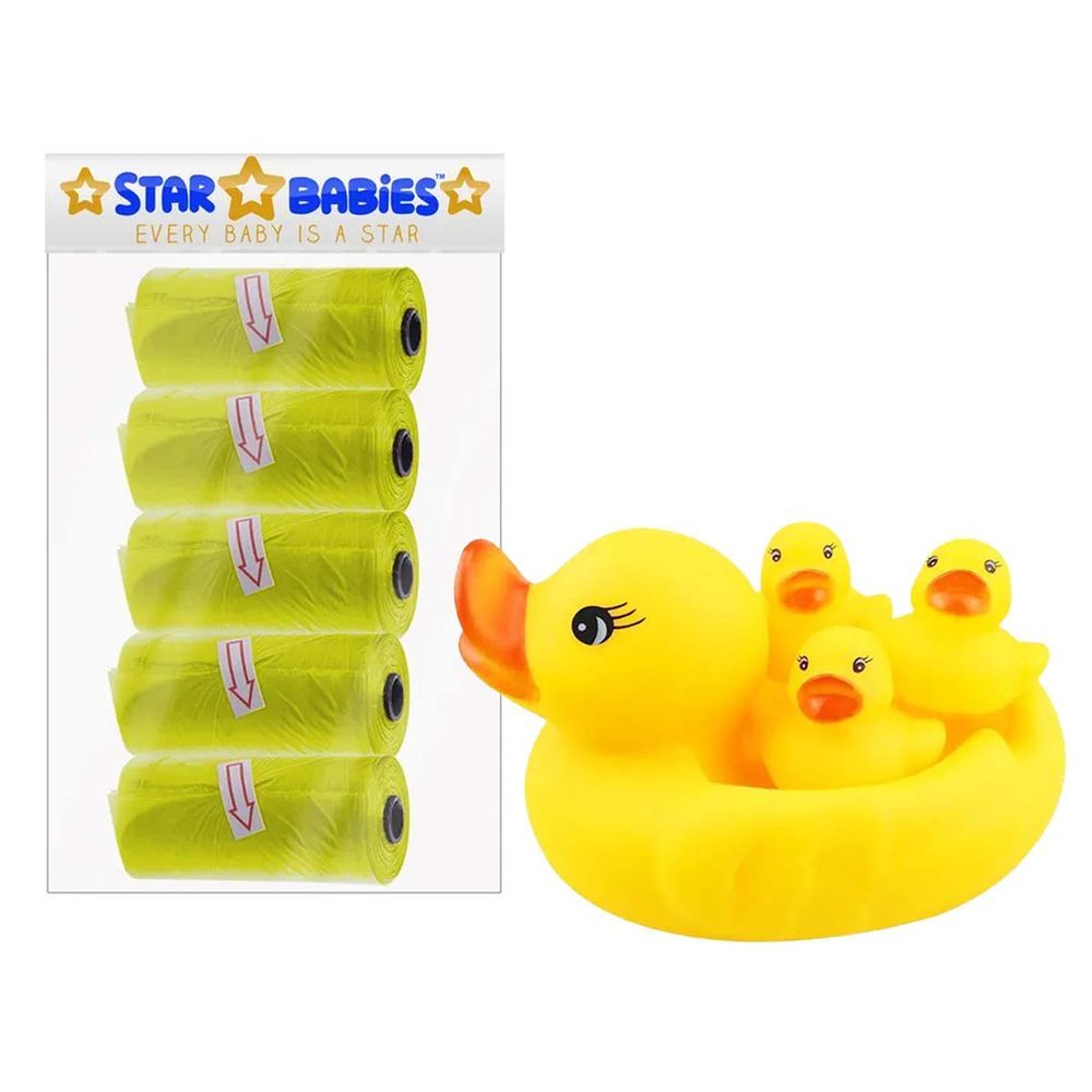 Star Babies - Disposable Scented Bag - 75pcs w/ Rubber Duck Toy - Yellow